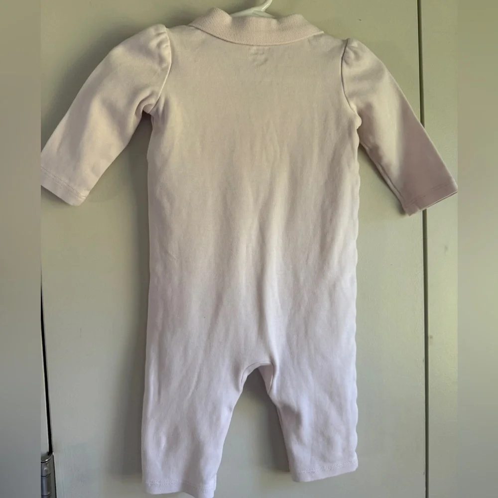 Ralph Lauren Baby Girls Long-Sleeve Polo Coverall, 6 mo, MSRP $40, delicate pink